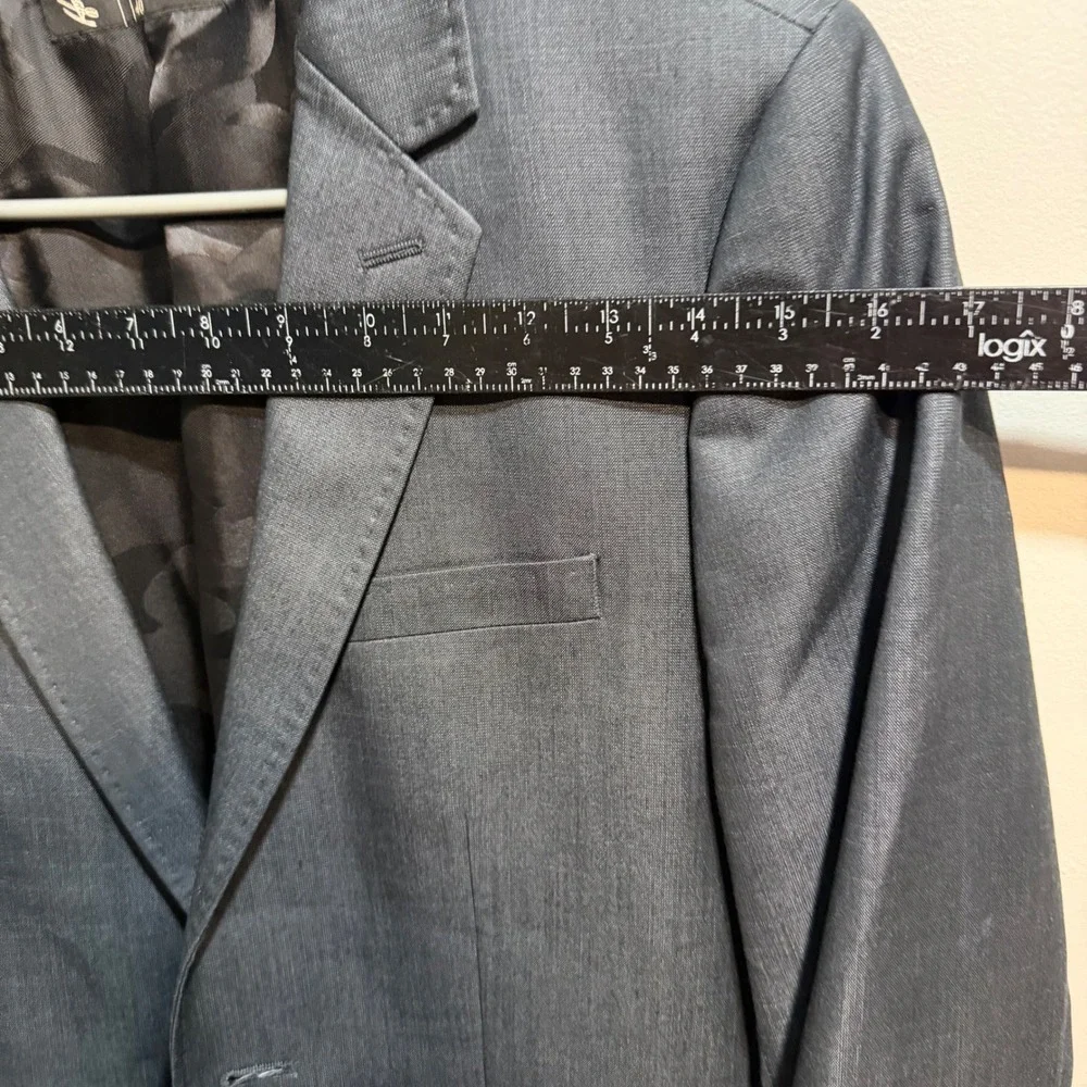 Howe Mens Two Button Blazer Jacket Charcoal Grey Camo Lining Size 40